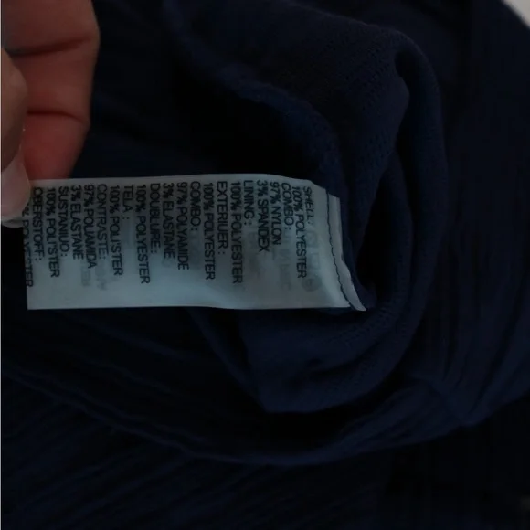 Maeve Anthropologie White Navy Blue Split Back Ruched Sheath Mini Dress Size 6 - Picture 8 of 8